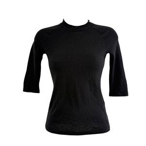 VINCE Elbow Sleeve Mock Neck Black Womens XXS 2XS Wool Cashmere Blend NWT See *
